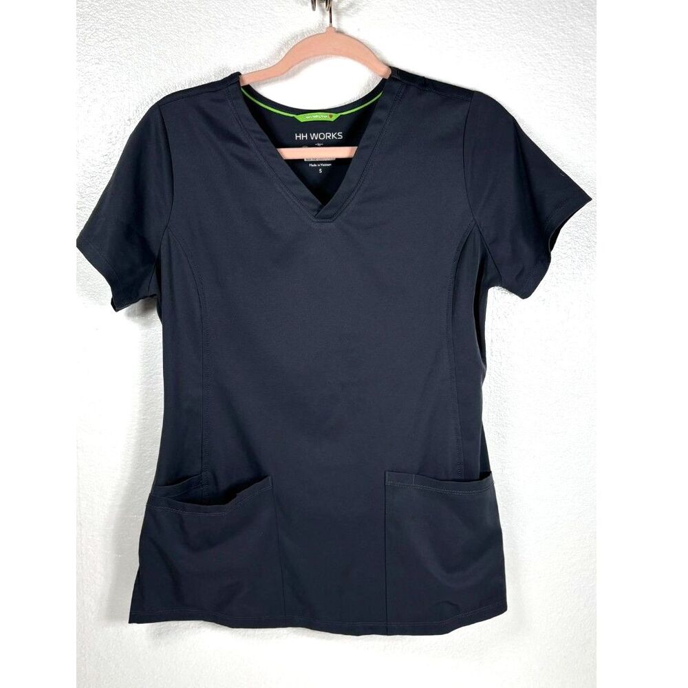 Healing Hands Scrub Top Dark Grey Label Medical Nurse Small